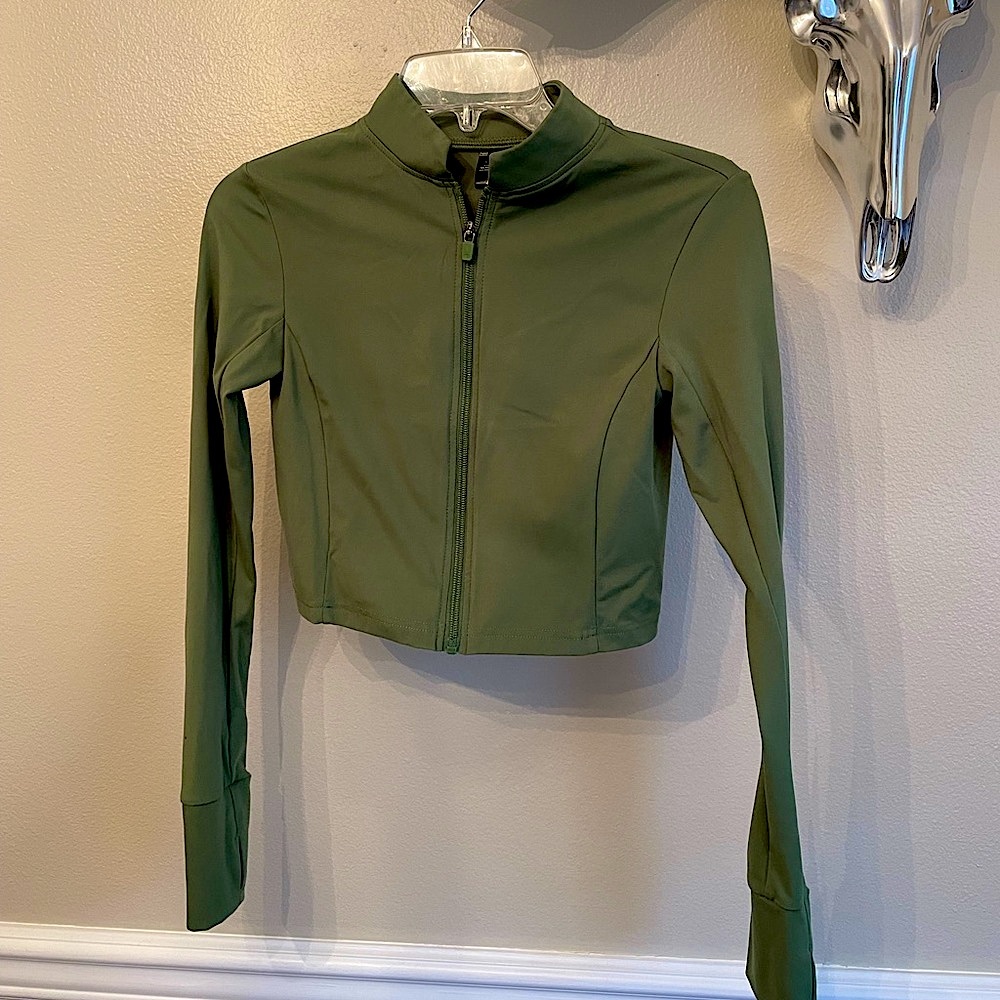 Women’s Balance Athletica Zip-Up Cropped Jacket - Olive Green